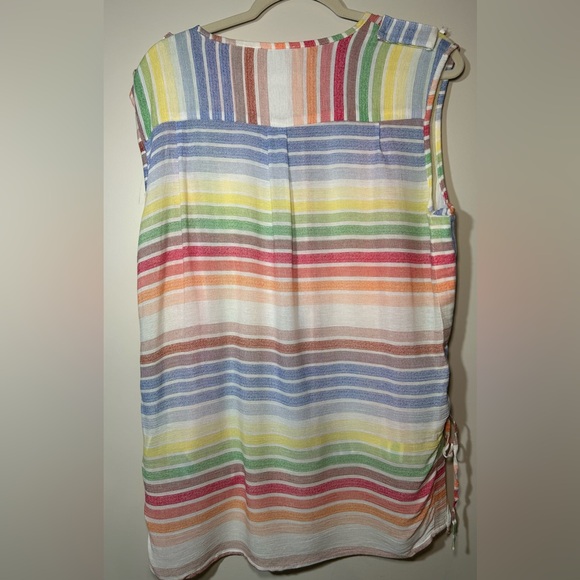 🧁Vintage Jac Dale. Sleeveless Rainbow Stripes Print with lace up side detailing. - Picture 7 of 12